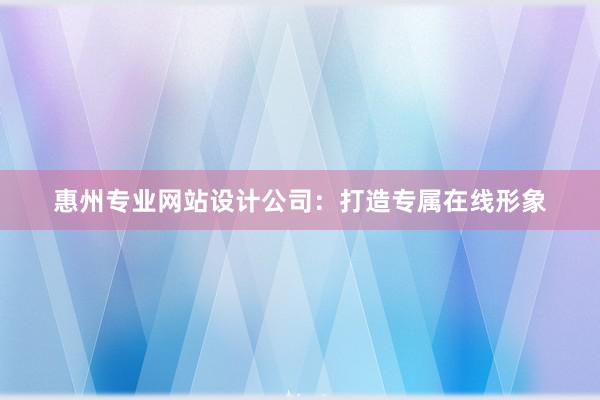 惠州专业网站设计公司：打造专属在线形象